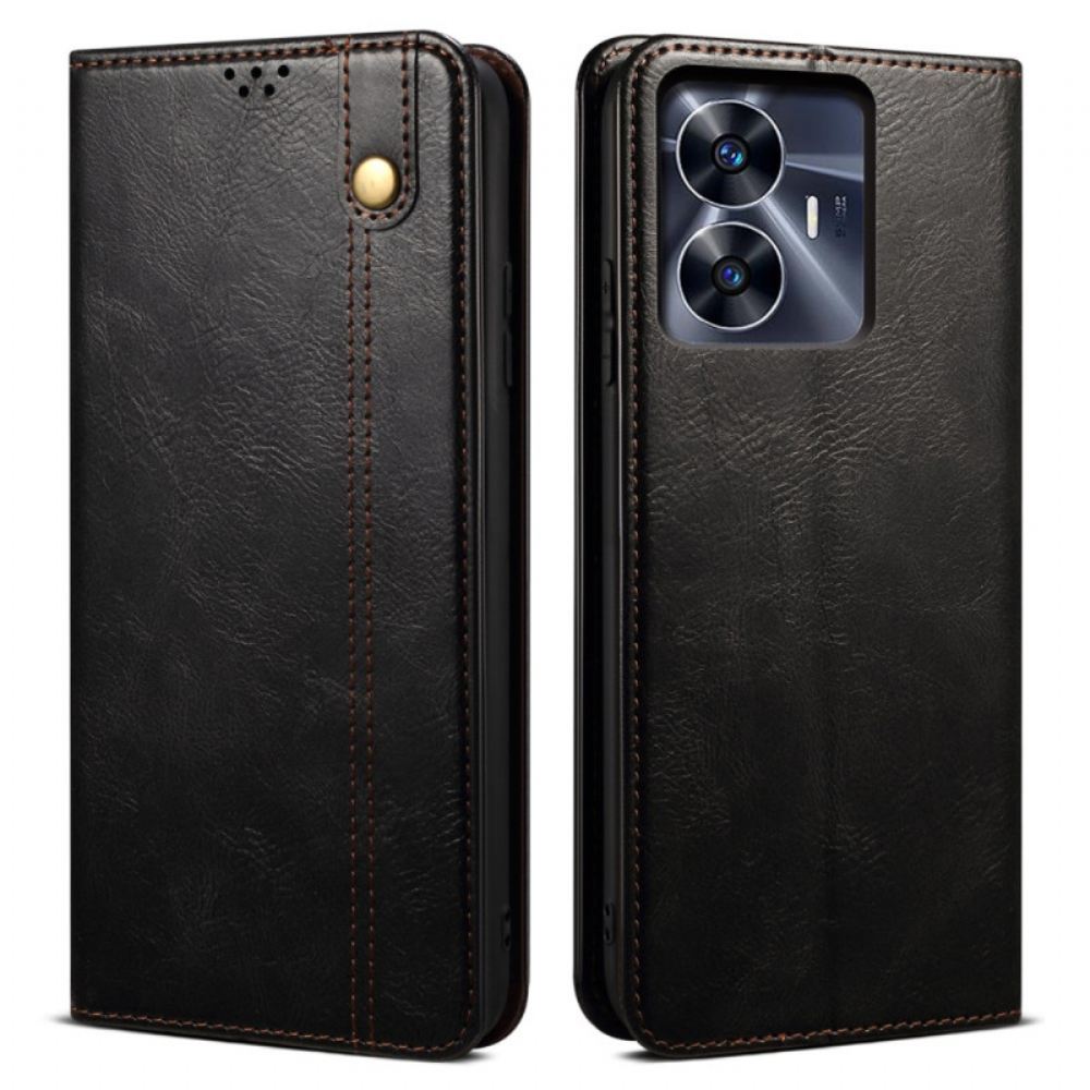 Kožené Pouzdro Folio Na Realme C55 Voskovaná Umělá Kůže