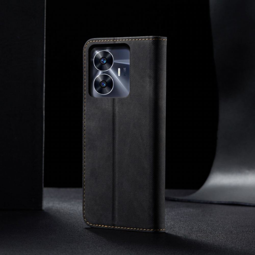 Kožené Pouzdro Realme C55 Kryty Na Mobil Džínová Látka