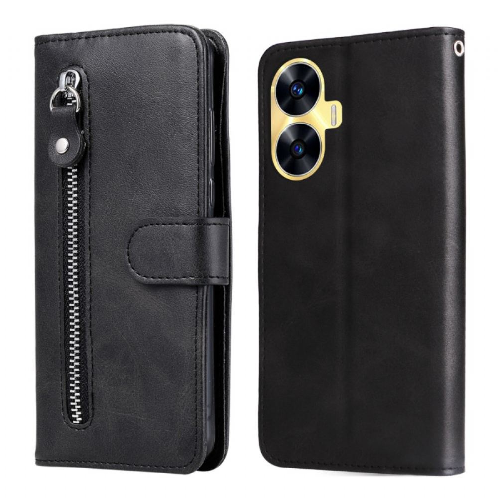 Kožený Kryt Na Realme C55 Přední Peněženka Na Mince