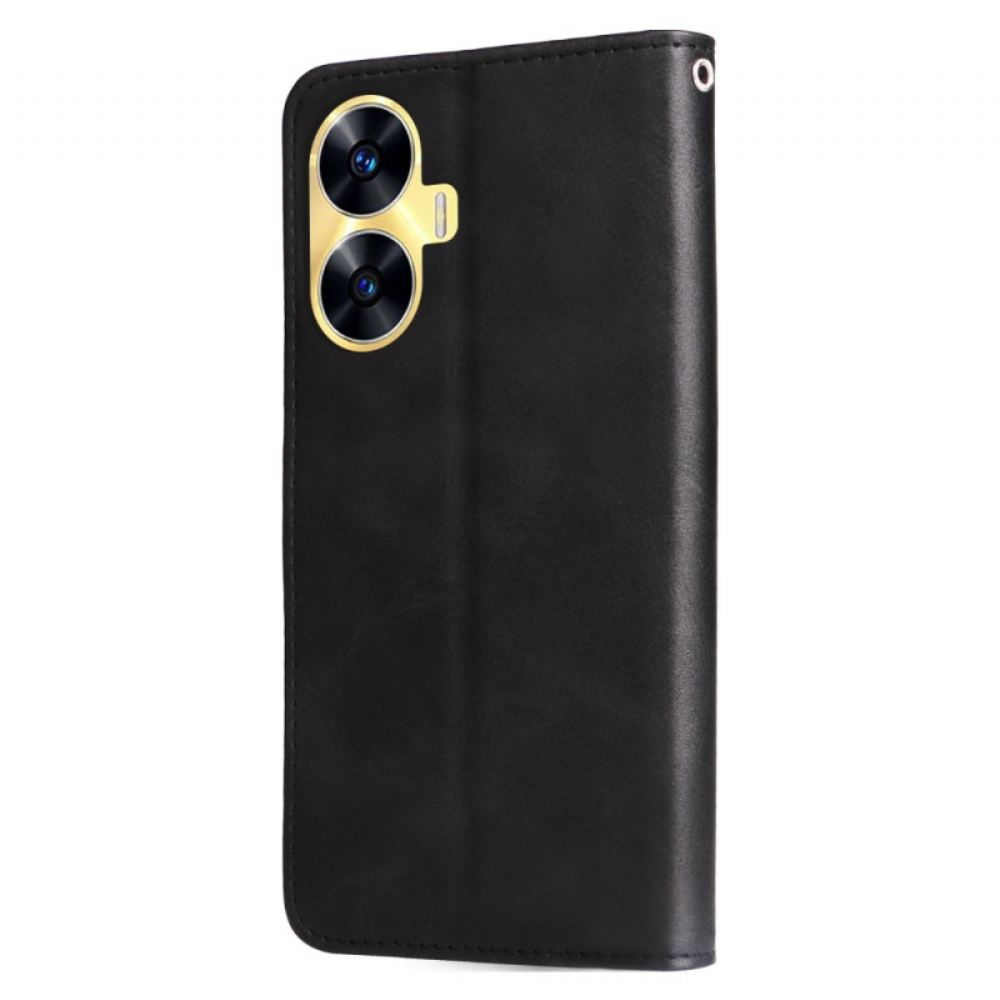 Kožený Kryt Na Realme C55 Přední Peněženka Na Mince