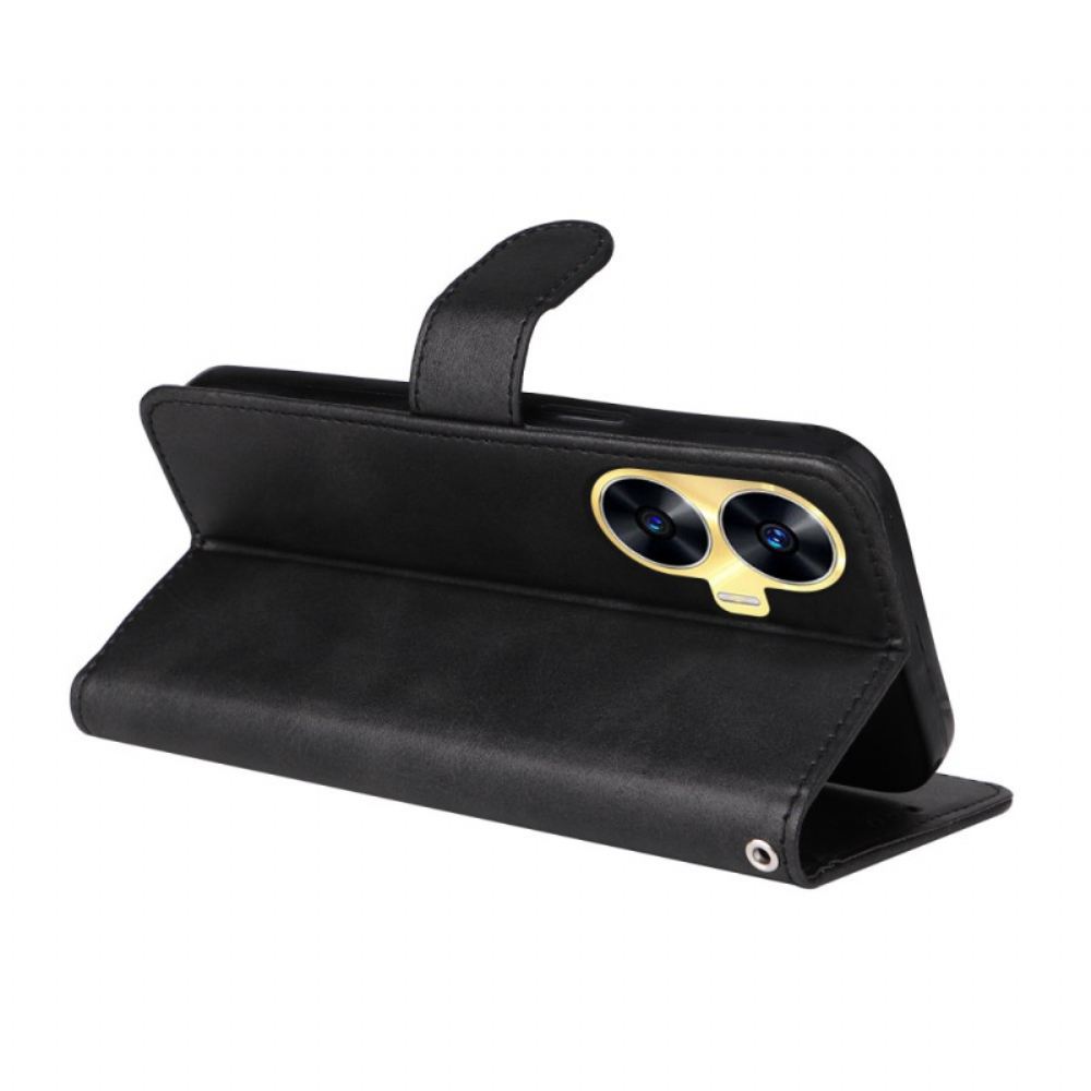 Kožený Kryt Na Realme C55 Řemínek S Koženou Texturou