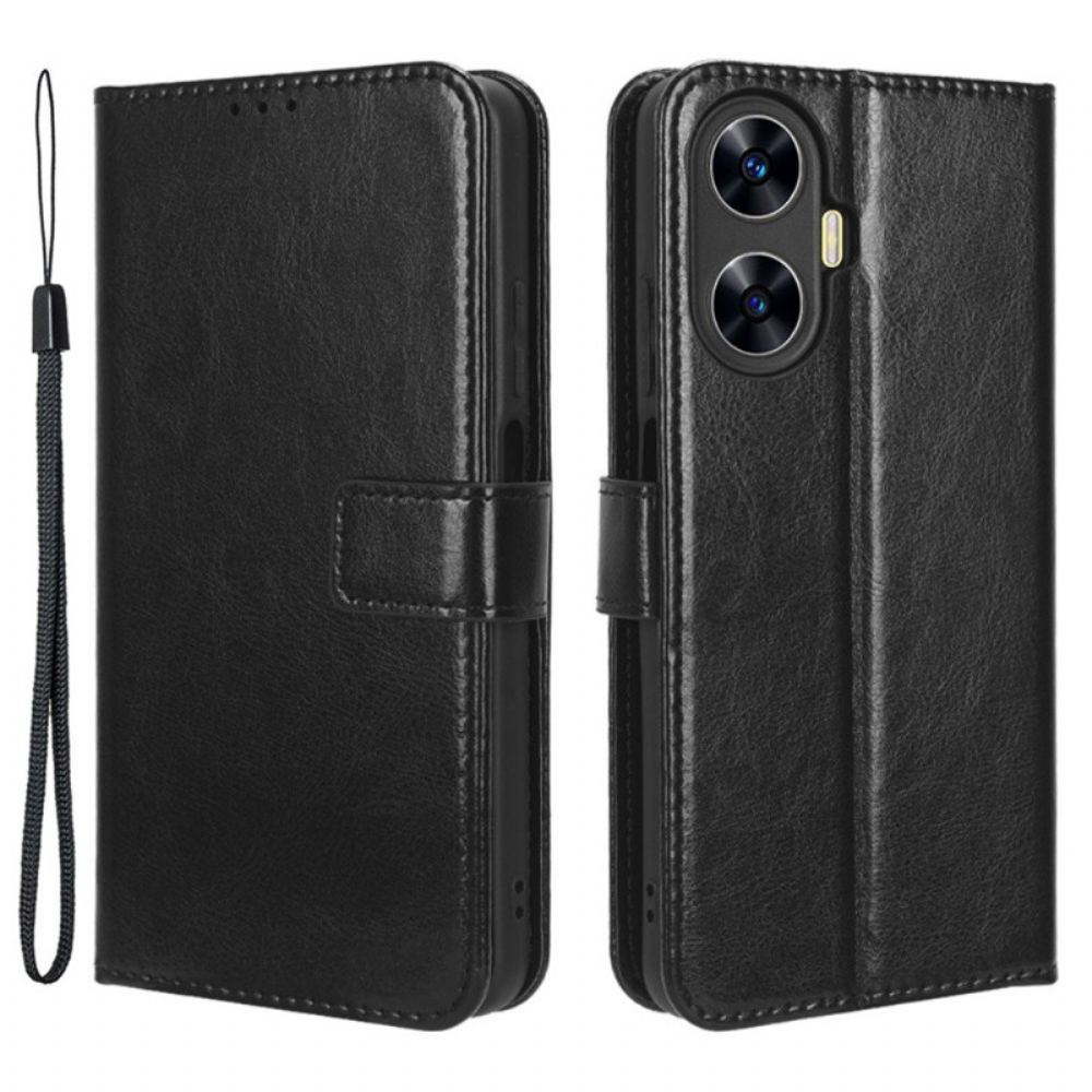 Kožený Kryt Realme C55 Elegantní Řemínek Z Umělé Kůže