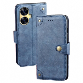 Kožený Kryt Realme C55 Idewei Zlaté Knoflíky