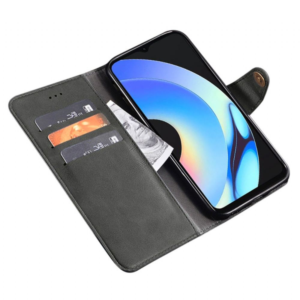 Kožený Kryt Realme C55 Idewei Zlaté Knoflíky