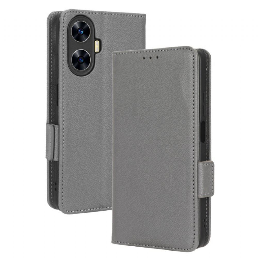 Kožený Kryt Realme C55 Peněženka S Úzkým Páskem