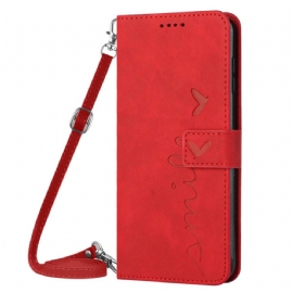 Kožený Kryt Realme C55 Úsměv S Ramenním Popruhem