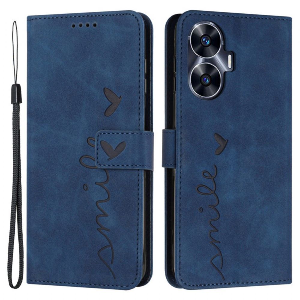 Kožený Kryt Realme C55 Úsměv Se Šňůrkou