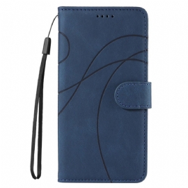 Kožený Kryt Realme C55 Vlnité Linie Se Šňůrkou