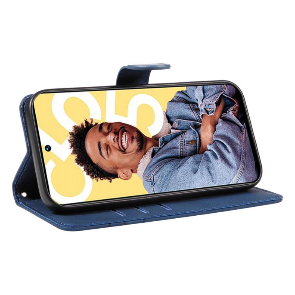 Kožený Kryt Realme C55 Vlnité Linie Se Šňůrkou