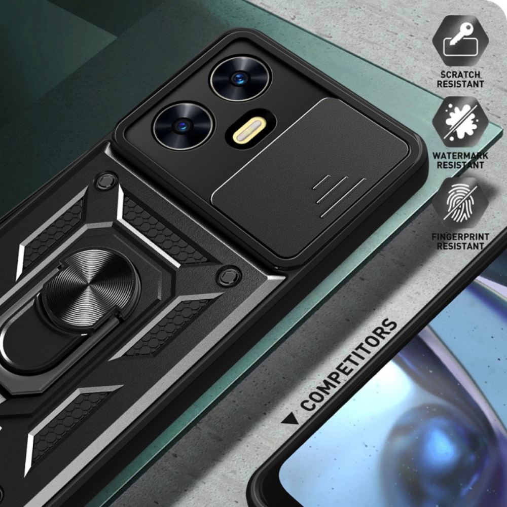 Kryt Realme C55 Kryty Na Mobil Držák Na Prsteny A Posuvný Chránič Čočky