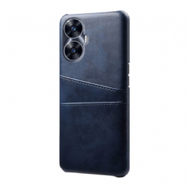 Kryt Realme C55 Kryty Na Mobil Dvojité Pouzdro Na Karty S Koženým Efektem
