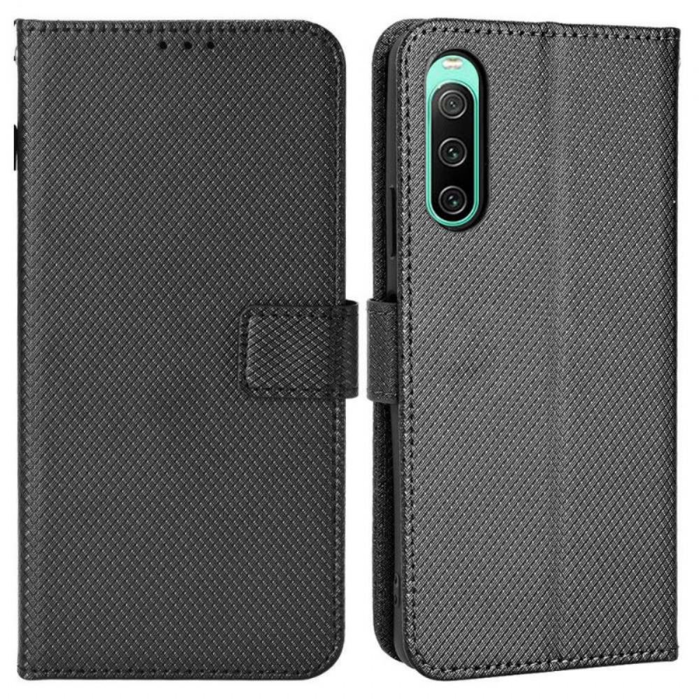 Flipové Pouzdro Na Sony Xperia 10 IV Na Lana Stylový Řemínek Z Umělé Kůže