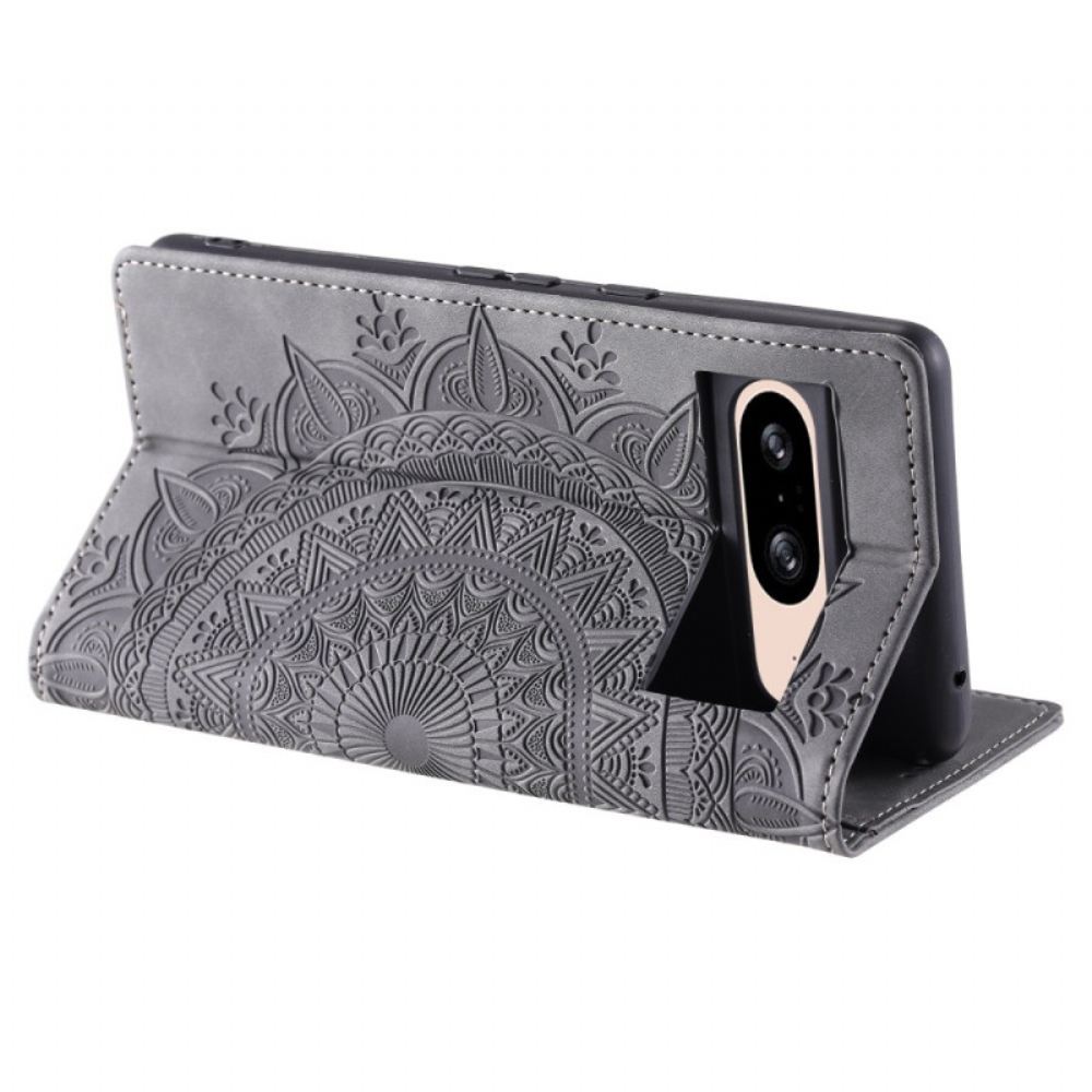 Kožené Pouzdro Folio Google Pixel 9 Pro Mandala Suede Effect