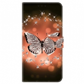 Kožený Kryt Google Pixel 9 Pro Křišťálový Motýl