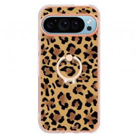 Kryt Google Pixel 9 Pro Držák Prstenu S Leopardím Vzorem