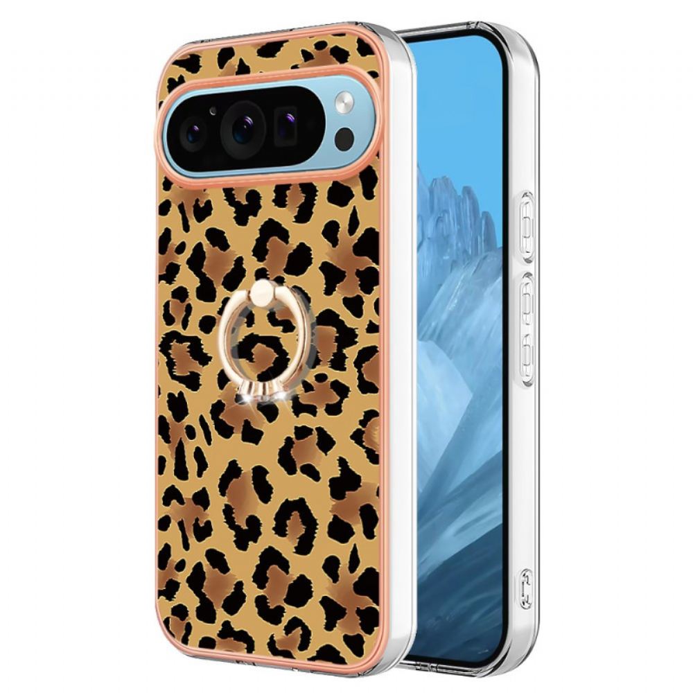 Kryt Google Pixel 9 Pro Držák Prstenu S Leopardím Vzorem