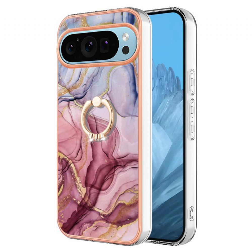 Kryt Google Pixel 9 Pro Kryty Na Mobil Mramorovaný Podpůrný Kroužek
