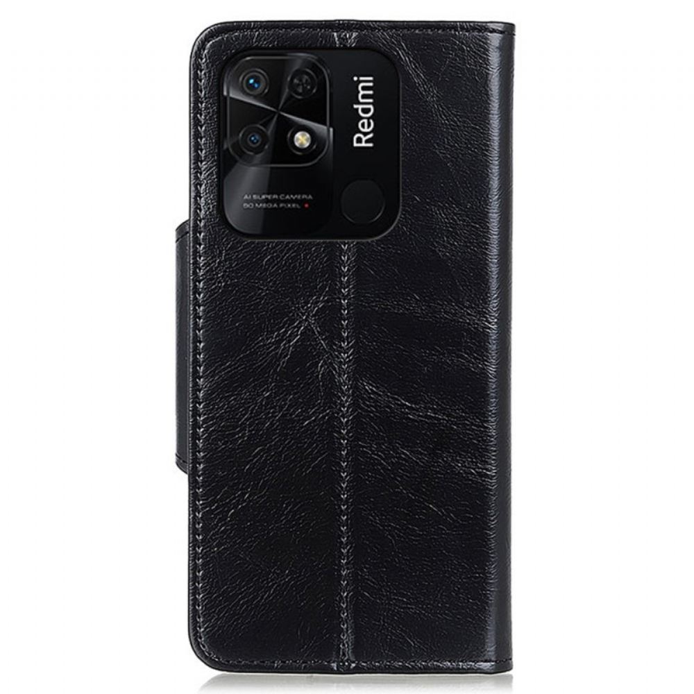 Flipové Pouzdro Na Xiaomi Redmi 10C Knoflík Khazneh Z Imitace Lakované Kůže
