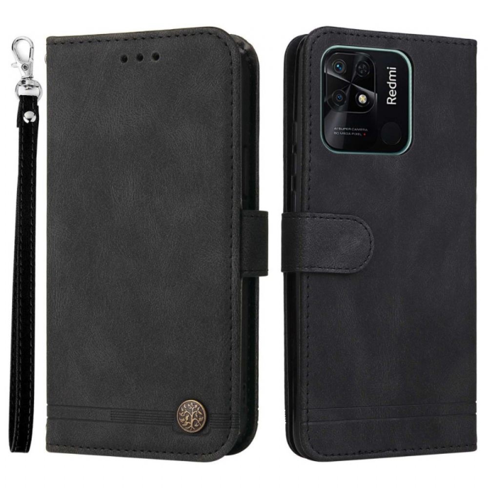 Flipové Pouzdro Na Xiaomi Redmi 10C Kožené Provedení S Ozdobným Nýtem