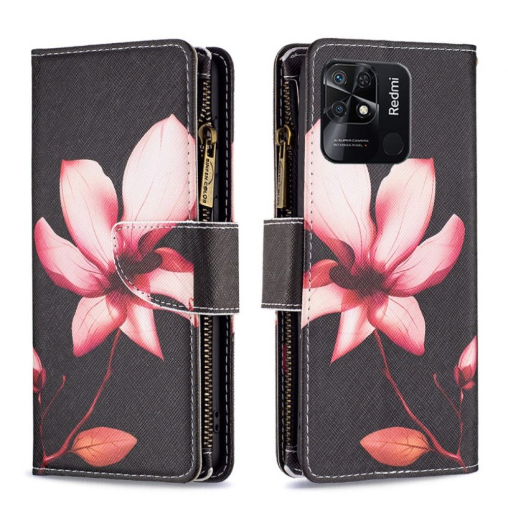 Flipové Pouzdro Na Xiaomi Redmi 10C Květinová Kapsa Na Zip