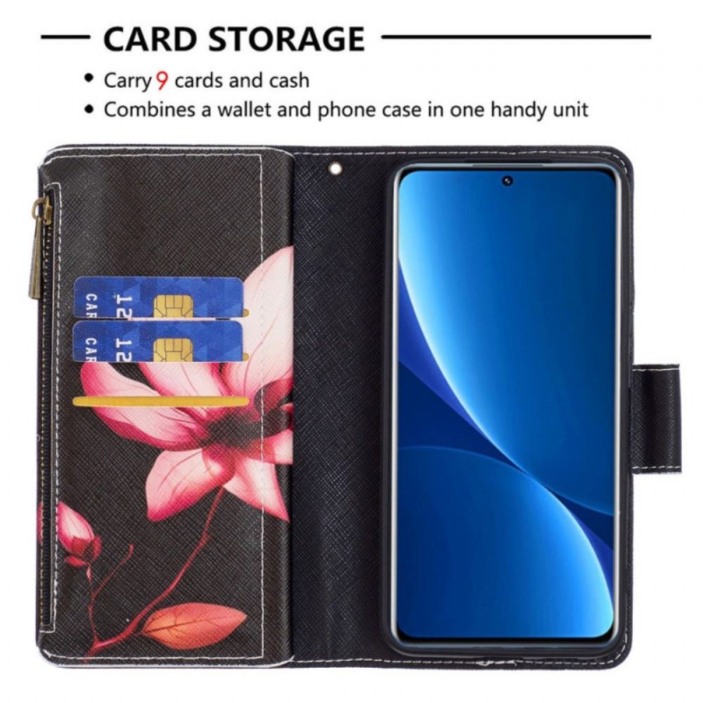 Flipové Pouzdro Na Xiaomi Redmi 10C Květinová Kapsa Na Zip