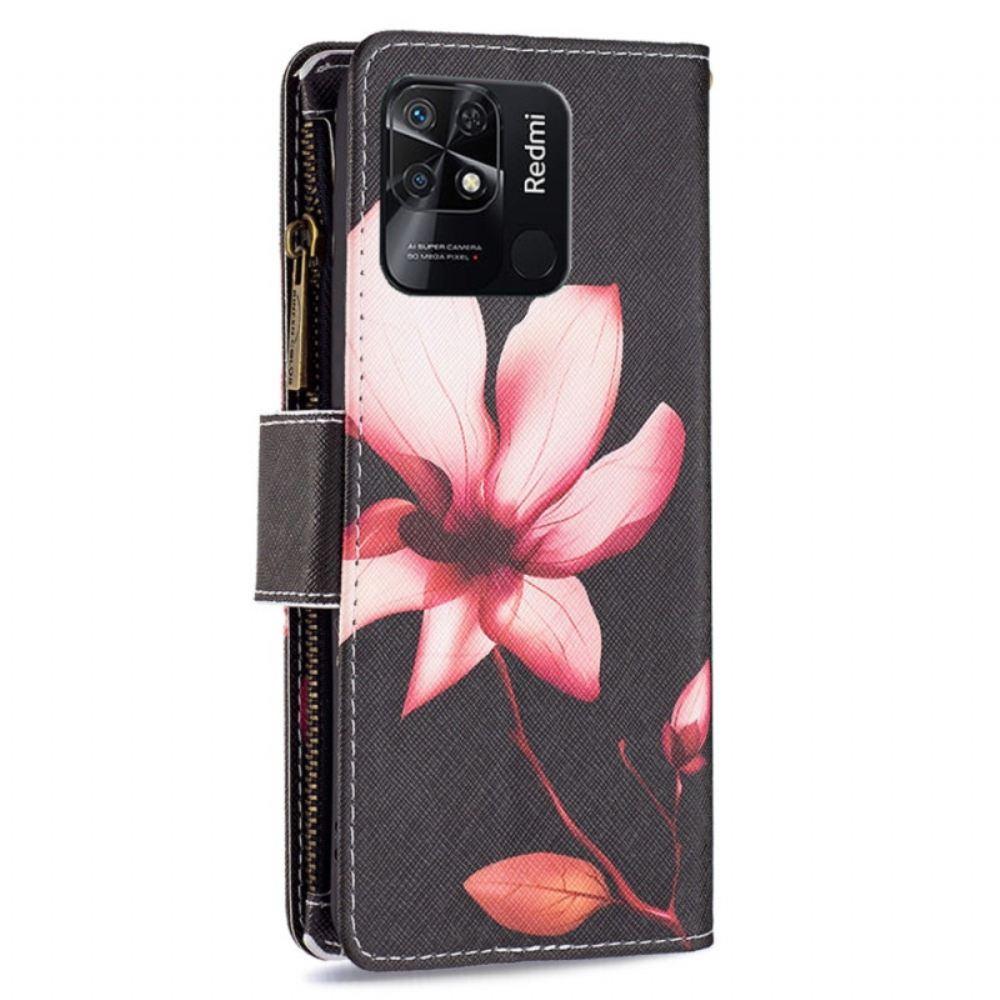 Flipové Pouzdro Na Xiaomi Redmi 10C Květinová Kapsa Na Zip