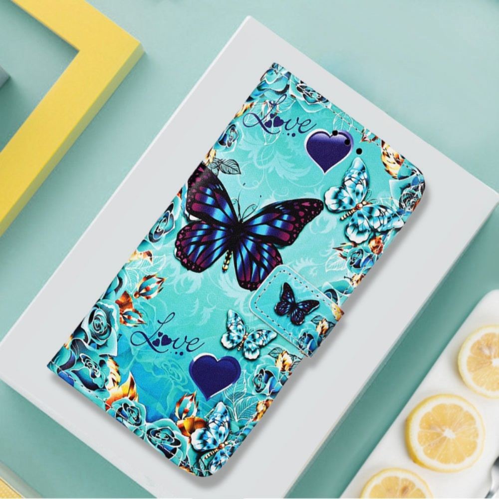 Flipové Pouzdro Na Xiaomi Redmi 10C Na Lana Létající Motýlci