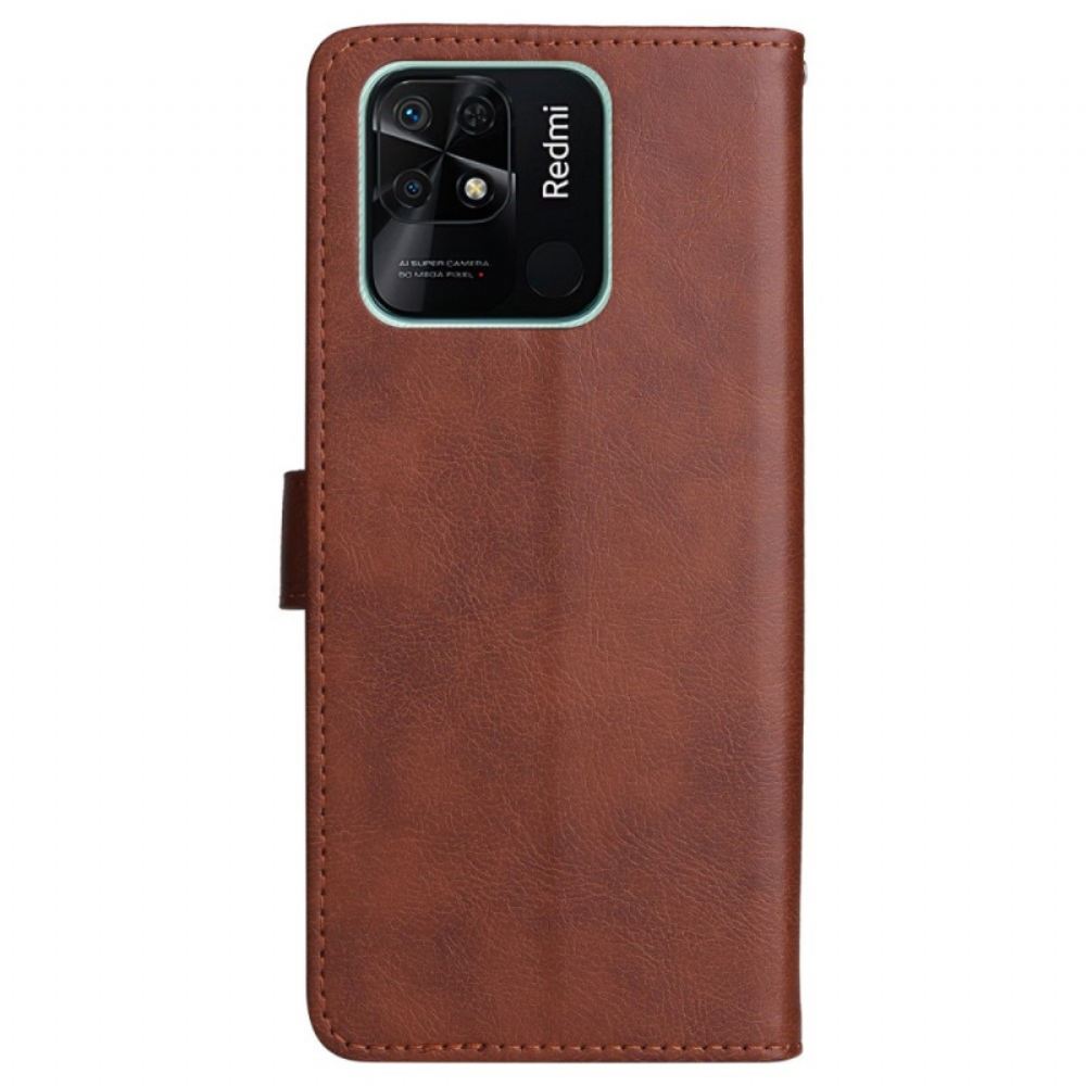 Flipové Pouzdro Na Xiaomi Redmi 10C Na Lana Obyčejný S Popruhem