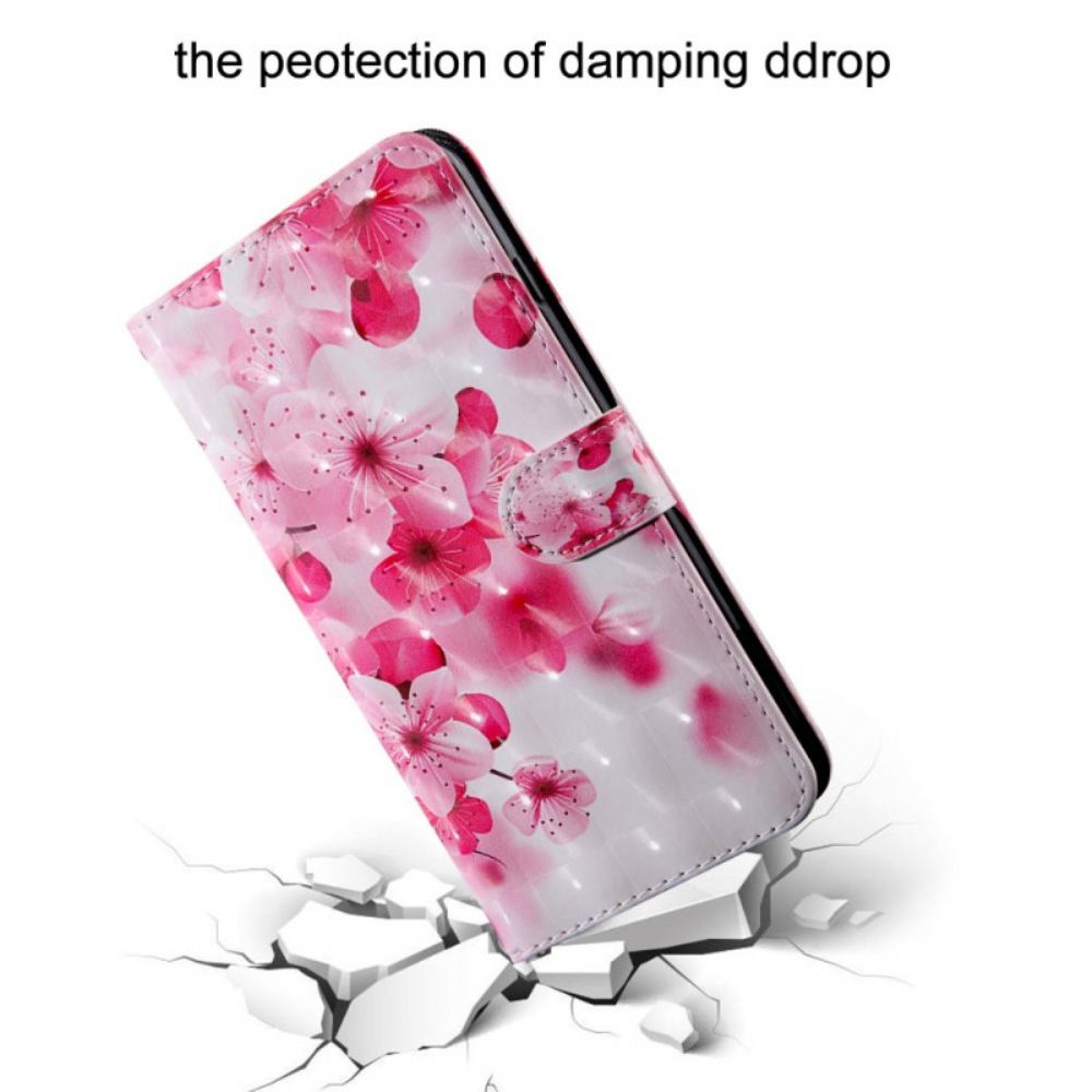 Flipové Pouzdro Na Xiaomi Redmi 10C Na Lana Popruhové Květiny