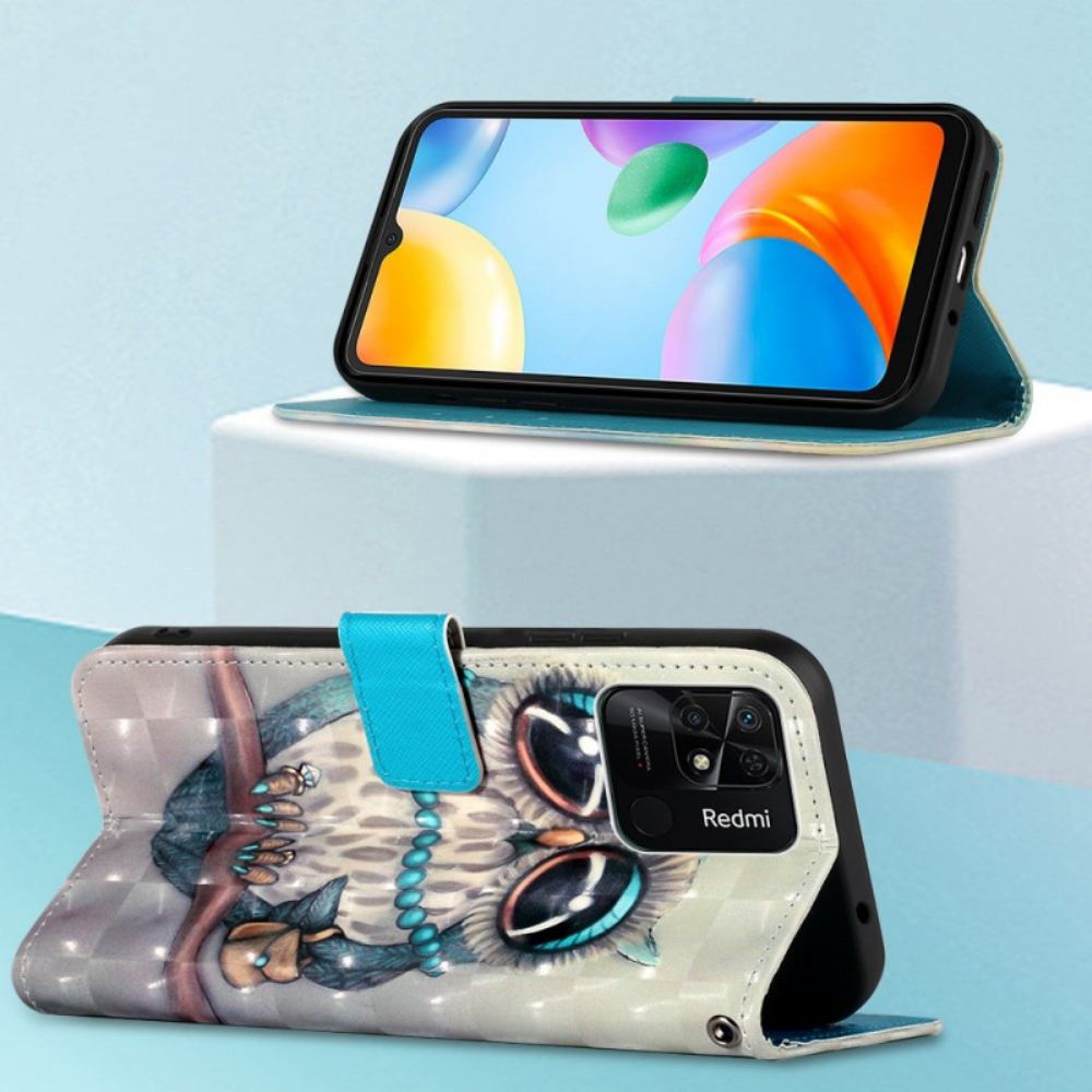 Flipové Pouzdro Na Xiaomi Redmi 10C Na Lana Slečna Strappy Sova