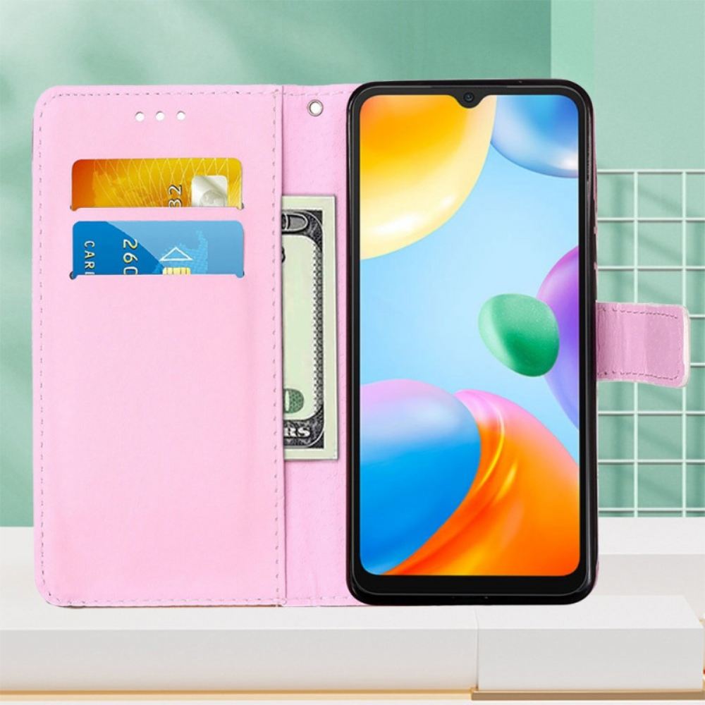 Flipové Pouzdro Na Xiaomi Redmi 10C Na Lana Strappy Space Panda
