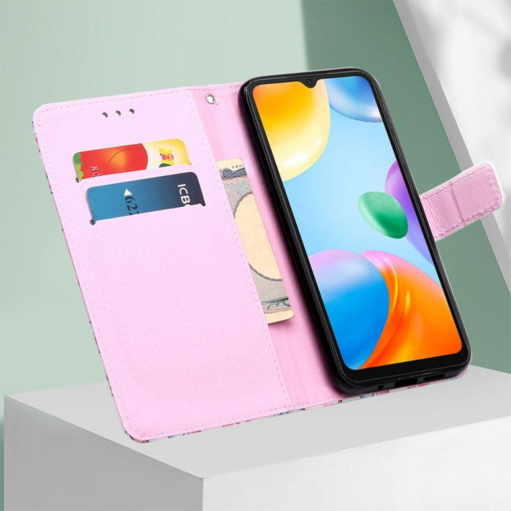 Flipové Pouzdro Na Xiaomi Redmi 10C Na Lana Strappy Space Panda