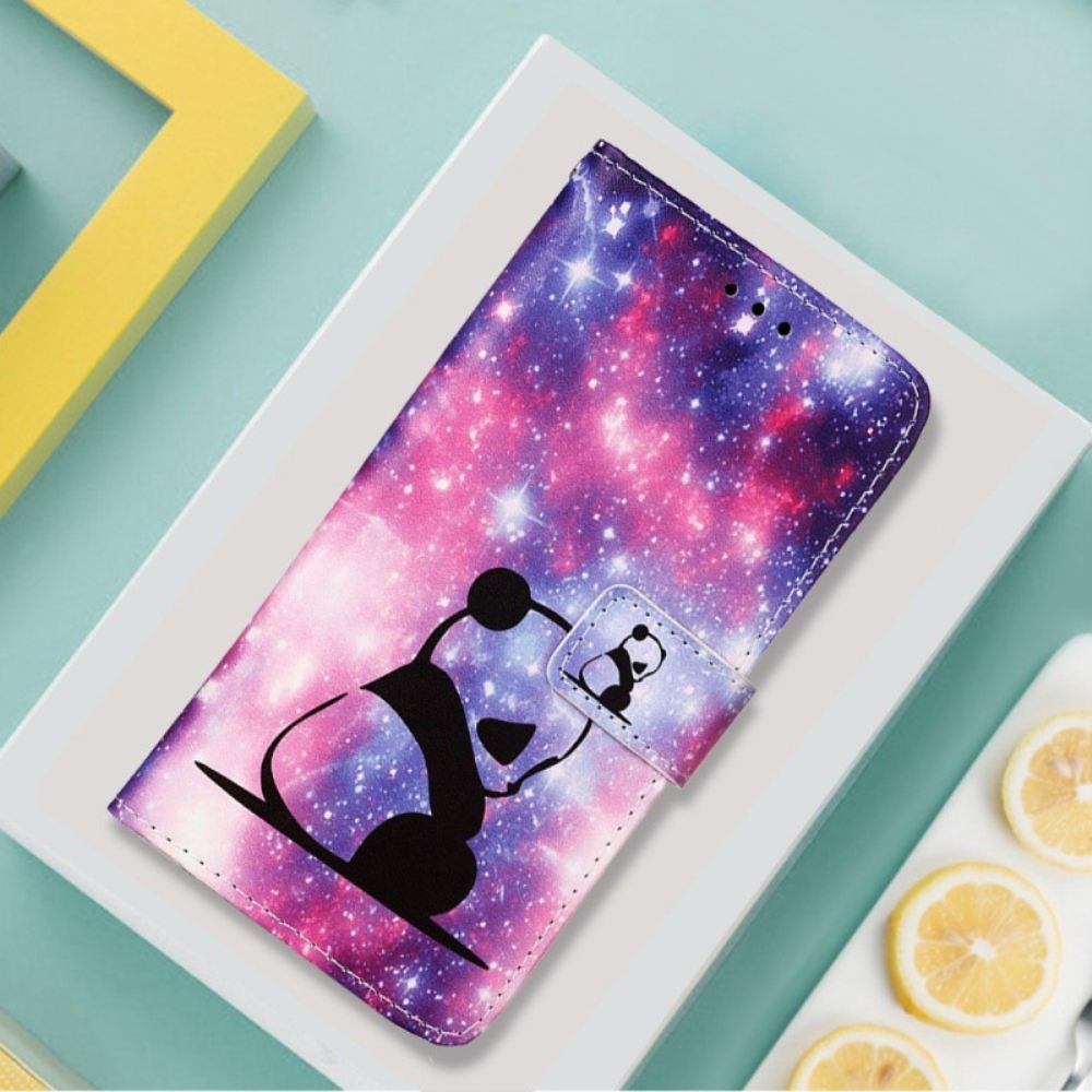 Flipové Pouzdro Na Xiaomi Redmi 10C Na Lana Strappy Space Panda
