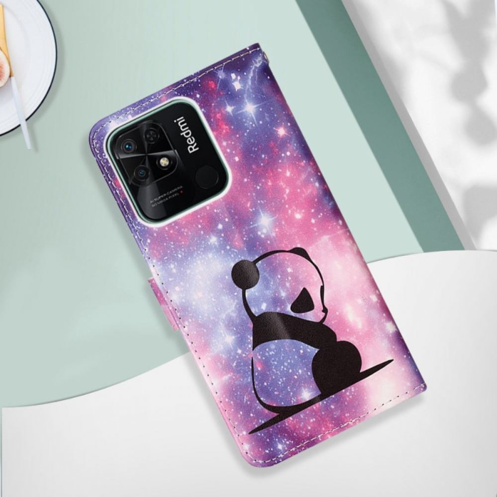 Flipové Pouzdro Na Xiaomi Redmi 10C Na Lana Strappy Space Panda