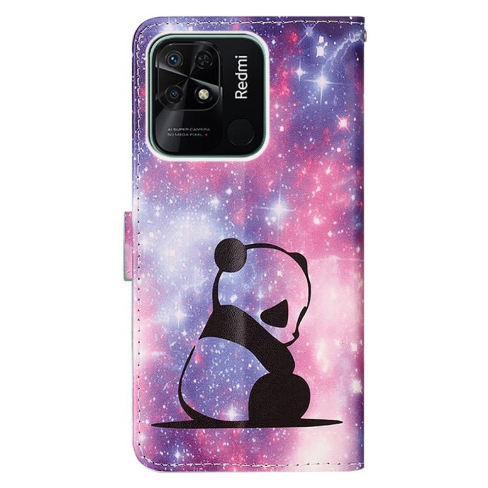 Flipové Pouzdro Na Xiaomi Redmi 10C Na Lana Strappy Space Panda