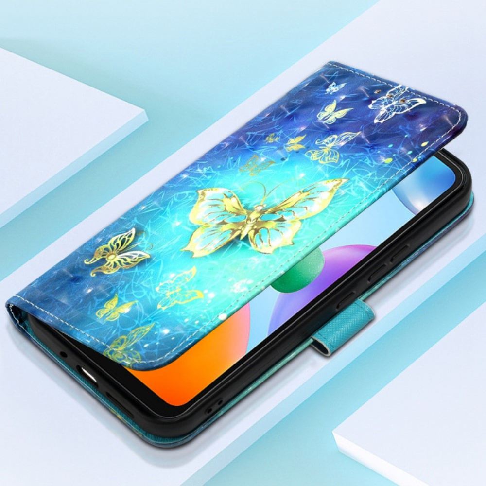 Flipové Pouzdro Na Xiaomi Redmi 10C Na Lana Úžasní Strappy Motýli