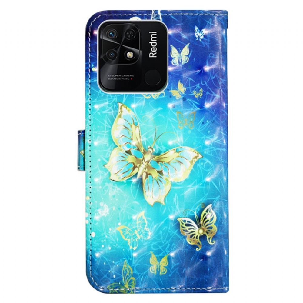Flipové Pouzdro Na Xiaomi Redmi 10C Na Lana Úžasní Strappy Motýli