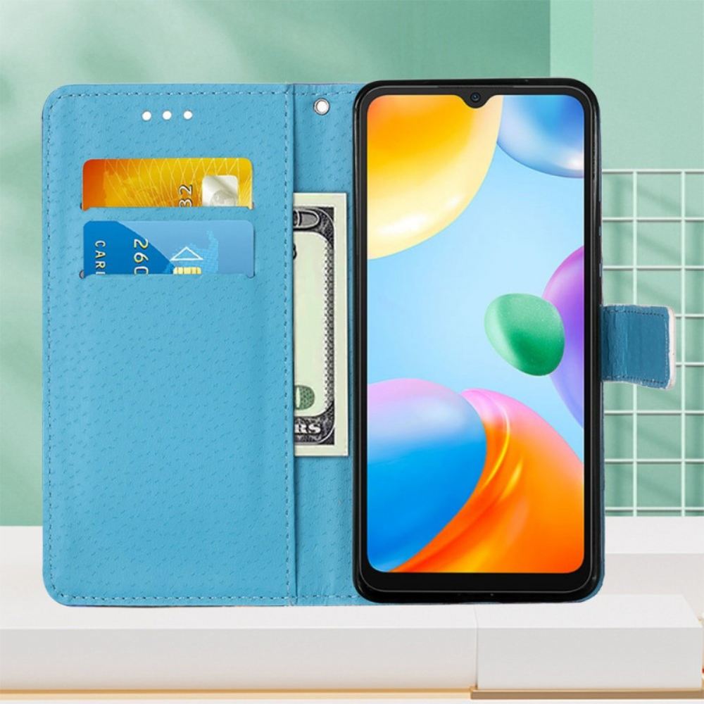 Flipové Pouzdro Na Xiaomi Redmi 10C Na Lana Řemínek Eiffel Tower Diamonds