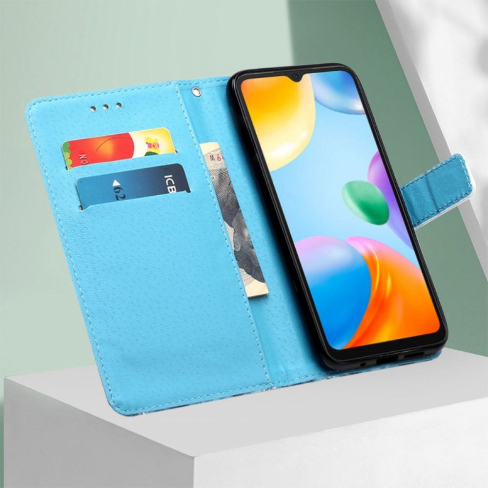 Flipové Pouzdro Na Xiaomi Redmi 10C Na Lana Řemínek Eiffel Tower Diamonds