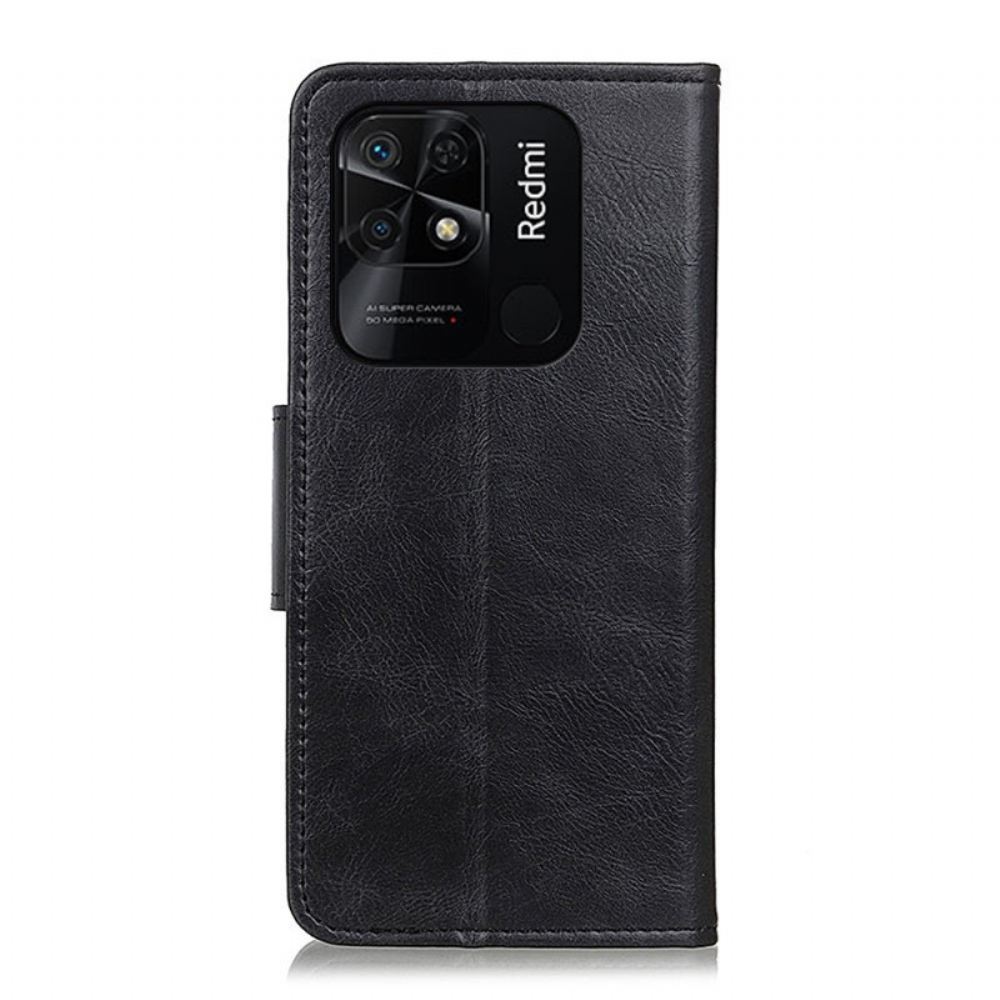 Flipové Pouzdro Na Xiaomi Redmi 10C Oboustranná Spona V Koženém Stylu