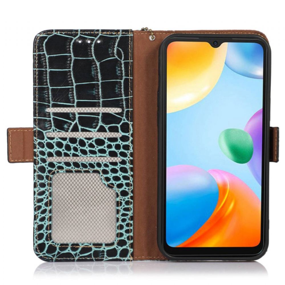 Flipové Pouzdro Na Xiaomi Redmi 10C Rfid Ve Stylu Krokodýla