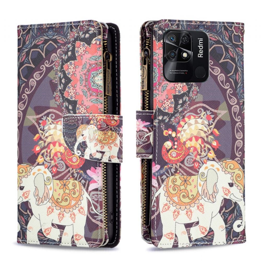 Flipové Pouzdro Na Xiaomi Redmi 10C Sloní Kapsa Na Zip