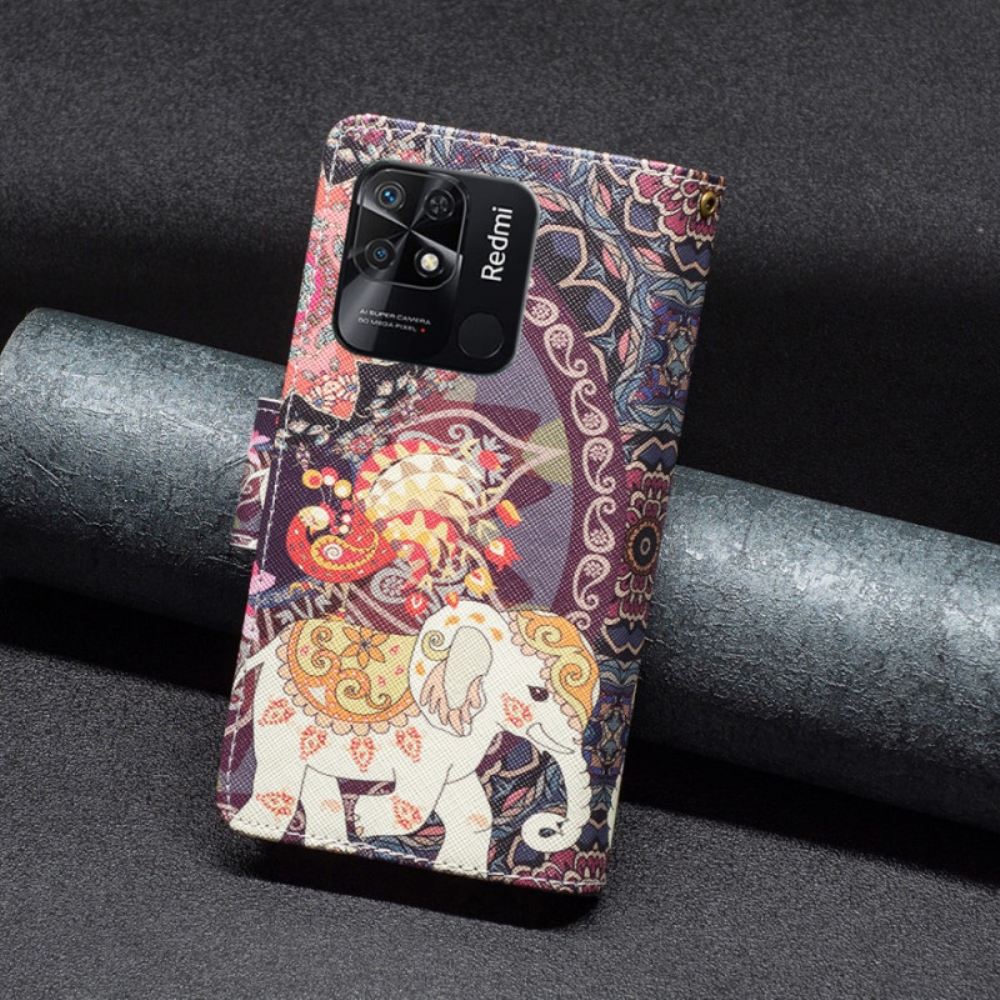 Flipové Pouzdro Na Xiaomi Redmi 10C Sloní Kapsa Na Zip