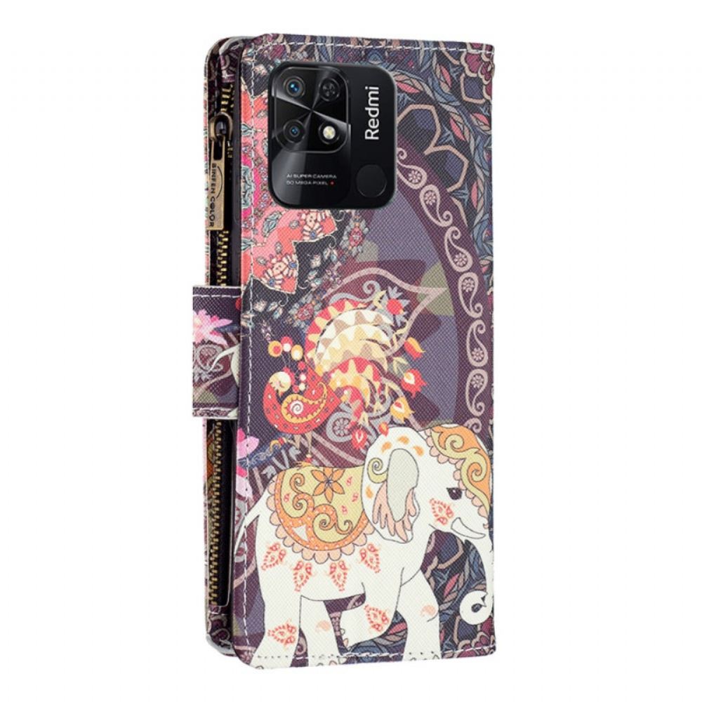 Flipové Pouzdro Na Xiaomi Redmi 10C Sloní Kapsa Na Zip