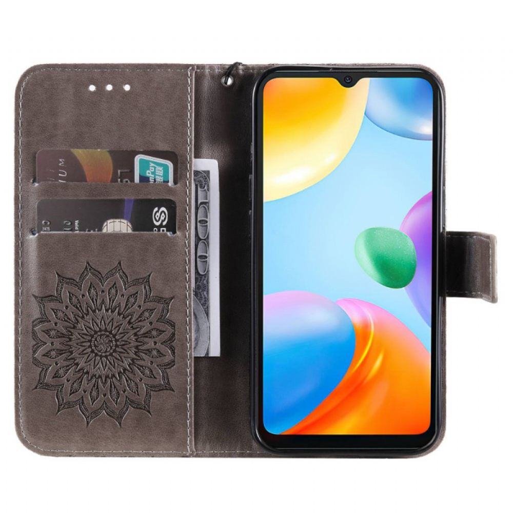 Flipové Pouzdro Na Xiaomi Redmi 10C Sluneční Mandala Se Šňůrkou