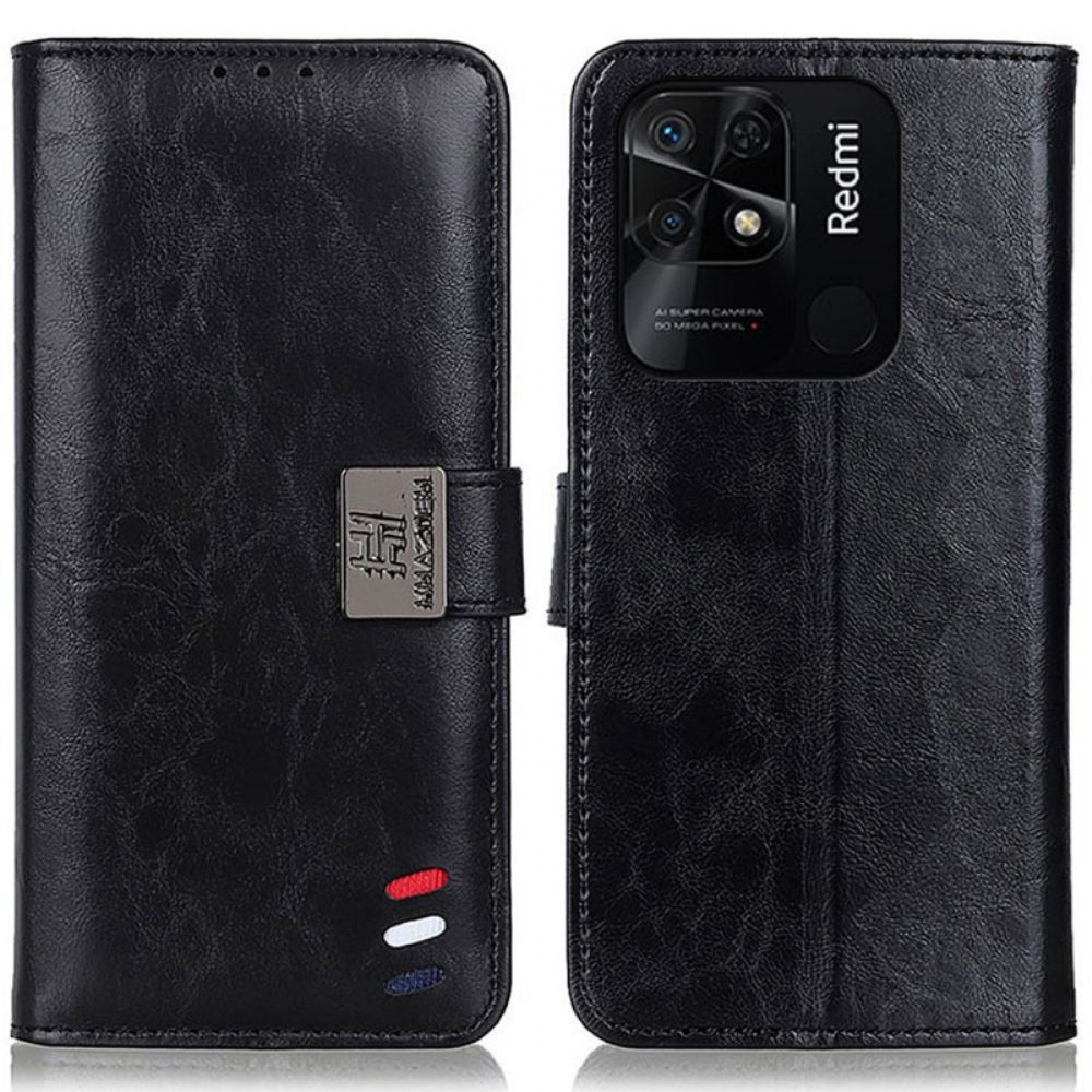 Flipové Pouzdro Na Xiaomi Redmi 10C Tříbarevný Kožený Efekt