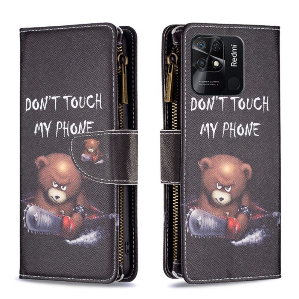 Flipové Pouzdro Na Xiaomi Redmi 10C Pouzdro Na Zip S Nebezpečným Medvědem