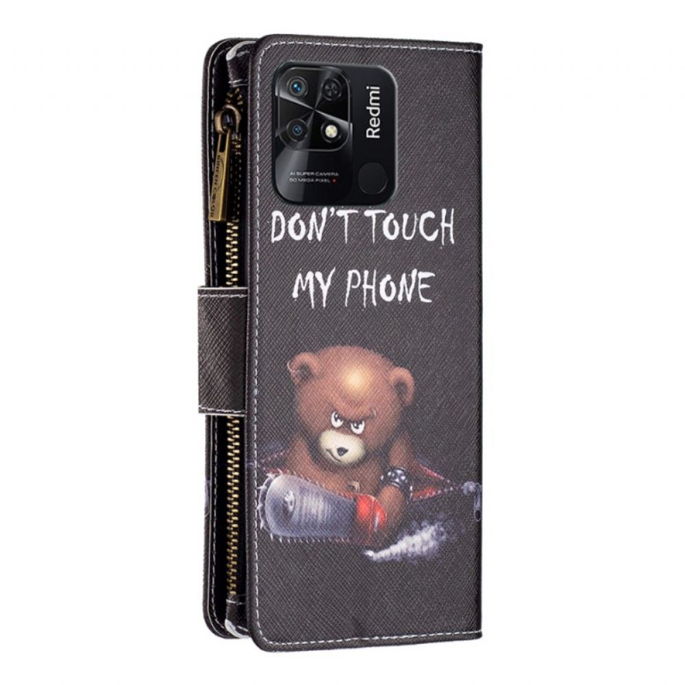Flipové Pouzdro Na Xiaomi Redmi 10C Pouzdro Na Zip S Nebezpečným Medvědem