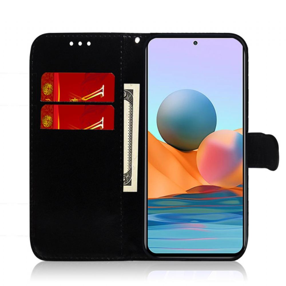Flipové Pouzdro Na Xiaomi Redmi 10C Zrcadlová Koženka S Páskem