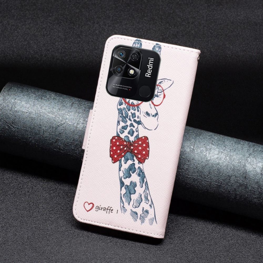 Kožené Pouzdro Na Xiaomi Redmi 10C Chytrá Žirafa